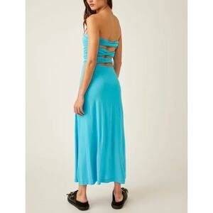 NWT FREE PEOPLE Embrace Midi Dress Scuba Blue Reversible Size Large